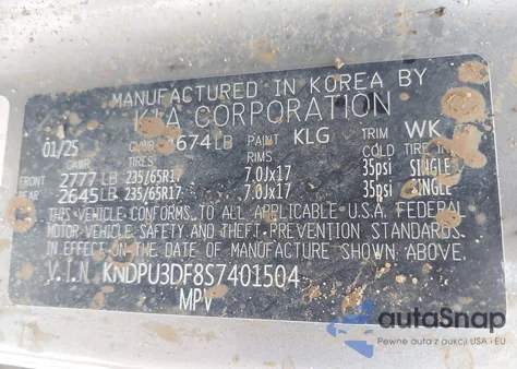 2025 Kia Sportage Lx z USA, uszkodzony, nr VIN KNDPU3DF8S7401504